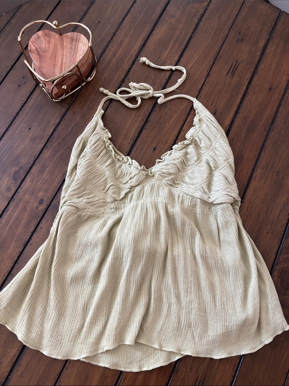Papermoon light green Ruffle-Trim Halter Camisole